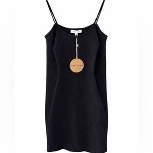 Honey Punch Sleek Ribbed Black Mini Dress